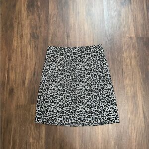 LOFT Black and White Leopard Print Skirt